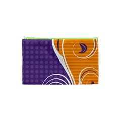 Leaf Polka Dot Purple Orange Cosmetic Bag (xs) by Mariart