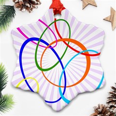 Abstract Background With Interlocking Oval Shapes Snowflake Ornament (two Sides)