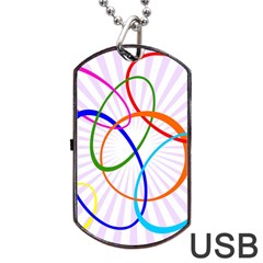 Abstract Background With Interlocking Oval Shapes Dog Tag Usb Flash (one Side) by Nexatart