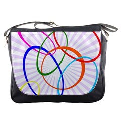 Abstract Background With Interlocking Oval Shapes Messenger Bags by Nexatart