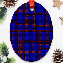 Line Plaid Red Blue Ornament (oval) by Mariart