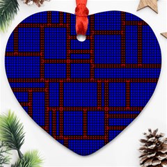 Line Plaid Red Blue Ornament (heart)