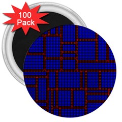 Line Plaid Red Blue 3  Magnets (100 Pack)