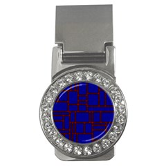 Line Plaid Red Blue Money Clips (cz) 