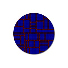 Line Plaid Red Blue Magnet 3  (round) by Mariart