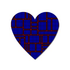 Line Plaid Red Blue Heart Magnet