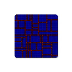 Line Plaid Red Blue Square Magnet by Mariart