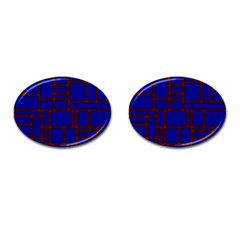 Line Plaid Red Blue Cufflinks (oval) by Mariart