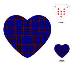 Line Plaid Red Blue Playing Cards (heart)  by Mariart