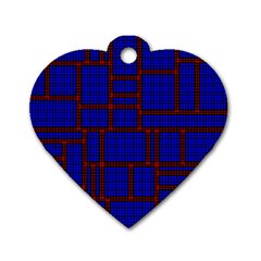 Line Plaid Red Blue Dog Tag Heart (two Sides) by Mariart