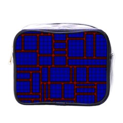 Line Plaid Red Blue Mini Toiletries Bags by Mariart