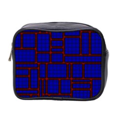 Line Plaid Red Blue Mini Toiletries Bag 2-side by Mariart