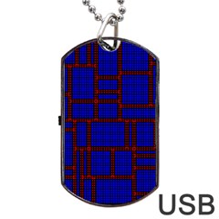 Line Plaid Red Blue Dog Tag Usb Flash (two Sides) by Mariart