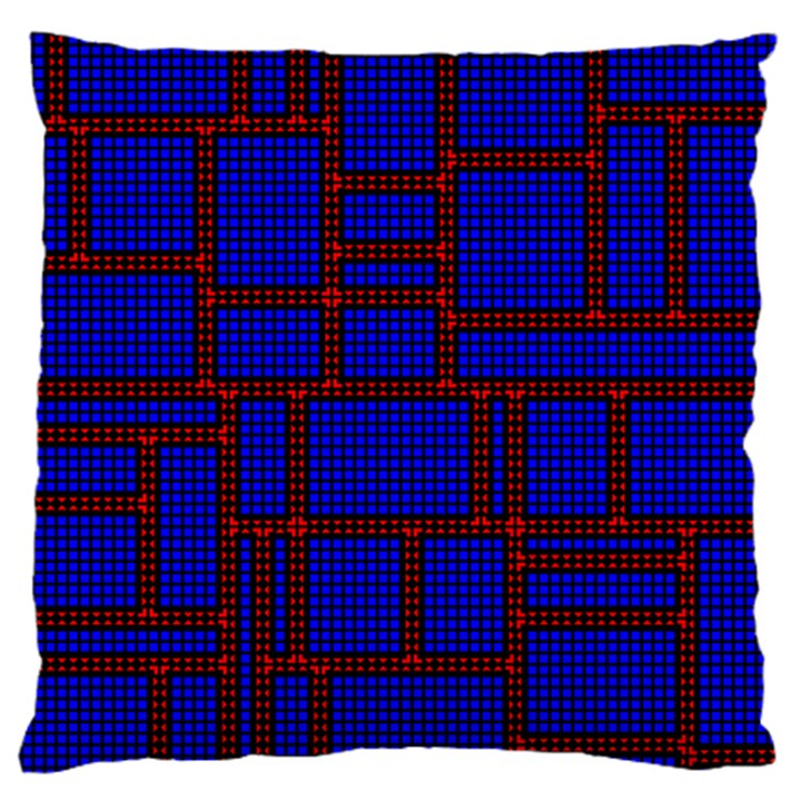 Line Plaid Red Blue Large Cushion Case (Two Sides)