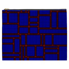 Line Plaid Red Blue Cosmetic Bag (xxxl)  by Mariart