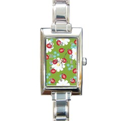 Insect Flower Floral Animals Star Green Red Sunflower Rectangle Italian Charm Watch by Mariart