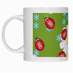 Insect Flower Floral Animals Star Green Red Sunflower White Mugs by Mariart