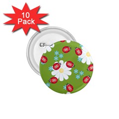 Insect Flower Floral Animals Star Green Red Sunflower 1 75  Buttons (10 Pack) by Mariart