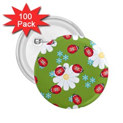 Insect Flower Floral Animals Star Green Red Sunflower 2 25  Buttons (100 Pack)  by Mariart