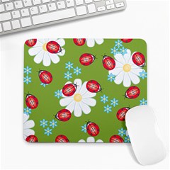 Insect Flower Floral Animals Star Green Red Sunflower Large Mousepads by Mariart