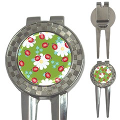 Insect Flower Floral Animals Star Green Red Sunflower 3-in-1 Golf Divots by Mariart