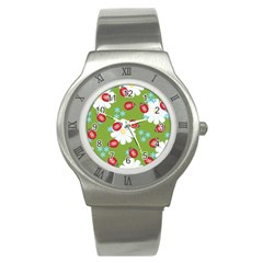 Insect Flower Floral Animals Star Green Red Sunflower Stainless Steel Watch by Mariart