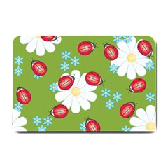 Insect Flower Floral Animals Star Green Red Sunflower Small Doormat  by Mariart