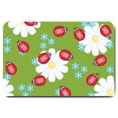 Insect Flower Floral Animals Star Green Red Sunflower Large Doormat  by Mariart