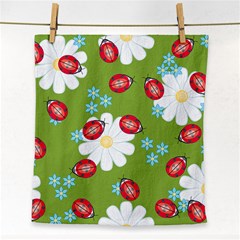 Insect Flower Floral Animals Star Green Red Sunflower Face Towel by Mariart