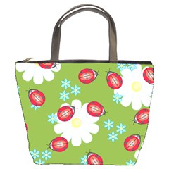 Insect Flower Floral Animals Star Green Red Sunflower Bucket Bags by Mariart