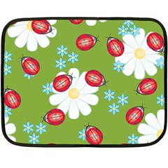 Insect Flower Floral Animals Star Green Red Sunflower Fleece Blanket (mini) by Mariart