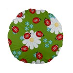 Insect Flower Floral Animals Star Green Red Sunflower Standard 15  Premium Round Cushions Back