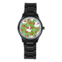 Insect Flower Floral Animals Star Green Red Sunflower Stainless Steel Round Watch by Mariart