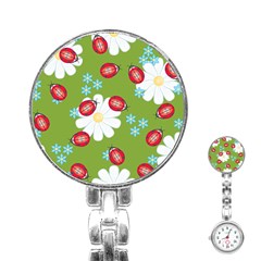 Insect Flower Floral Animals Star Green Red Sunflower Stainless Steel Nurses Watch by Mariart