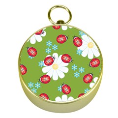 Insect Flower Floral Animals Star Green Red Sunflower Gold Compasses by Mariart