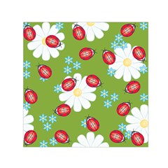 Insect Flower Floral Animals Star Green Red Sunflower Small Satin Scarf (square) by Mariart