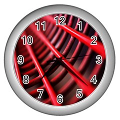 Abstract Of A Red Metal Chair Wall Clocks (silver)  by Nexatart