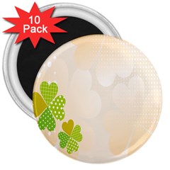 Leaf Polka Dot Green Flower Star 3  Magnets (10 Pack)  by Mariart