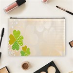 Leaf Polka Dot Green Flower Star Cosmetic Bag (Large)  Front