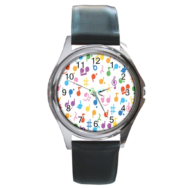 Musical Notes Round Metal Watch