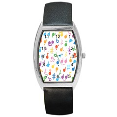 Musical Notes Barrel Style Metal Watch