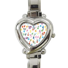 Musical Notes Heart Italian Charm Watch