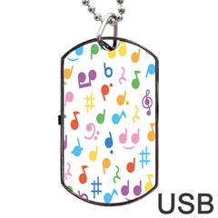 Musical Notes Dog Tag USB Flash (One Side)