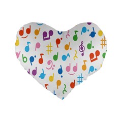 Musical Notes Standard 16  Premium Flano Heart Shape Cushions