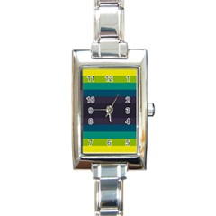 Neon Stripes Line Horizon Color Rainbow Yellow Blue Purple Black Rectangle Italian Charm Watch