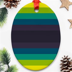 Neon Stripes Line Horizon Color Rainbow Yellow Blue Purple Black Ornament (oval) by Mariart