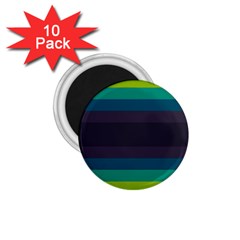 Neon Stripes Line Horizon Color Rainbow Yellow Blue Purple Black 1 75  Magnets (10 Pack)  by Mariart