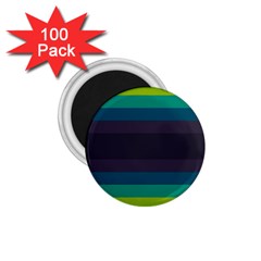 Neon Stripes Line Horizon Color Rainbow Yellow Blue Purple Black 1 75  Magnets (100 Pack) 