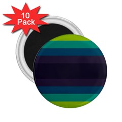 Neon Stripes Line Horizon Color Rainbow Yellow Blue Purple Black 2 25  Magnets (10 Pack)  by Mariart