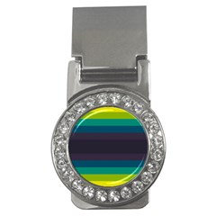 Neon Stripes Line Horizon Color Rainbow Yellow Blue Purple Black Money Clips (cz)  by Mariart